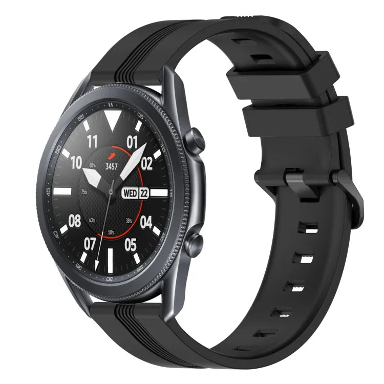 Bracelet de montre en silicone rayé concave de 22 mm, pour Samsung Galaxy Watch3 45 mm, pour Samsung Galaxy Watch 46 mm, pour Samsung Gear S3 Classic, pour Samsung Gear S3 Frontier