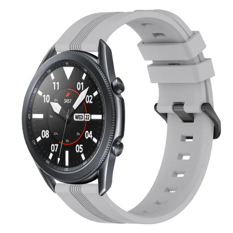 Bracelet de montre en silicone rayé concave de 22 mm, pour Samsung Galaxy Watch3 45 mm, pour Samsung Galaxy Watch 46 mm, pour Samsung Gear S3 Classic, pour Samsung Gear S3 Frontier
