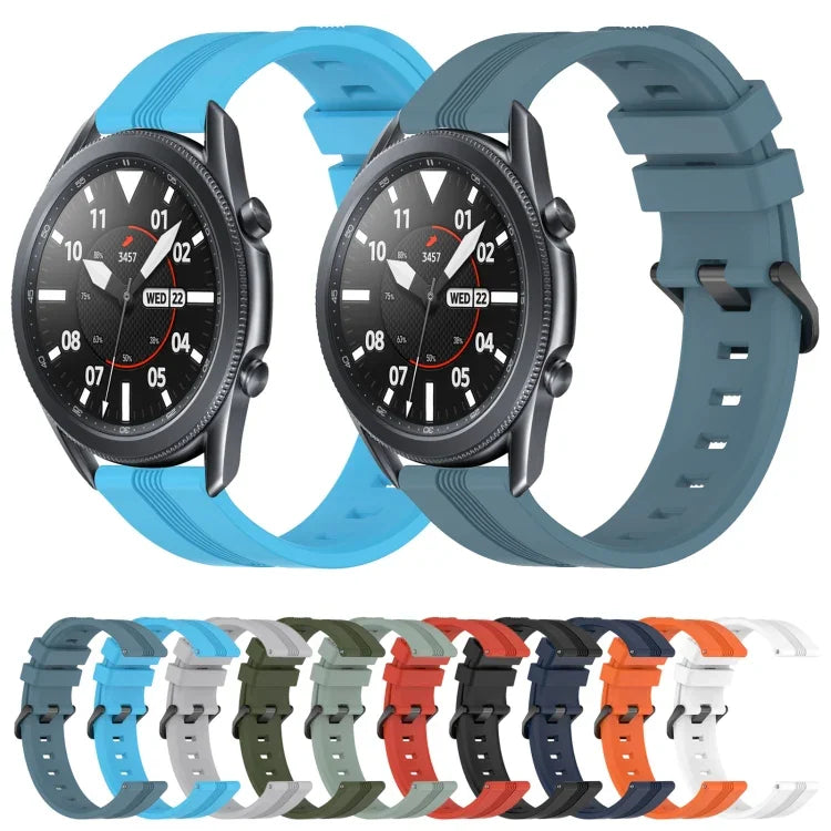 Bracelet de montre en silicone rayé concave de 22 mm, pour Samsung Galaxy Watch3 45 mm, pour Samsung Galaxy Watch 46 mm, pour Samsung Gear S3 Classic, pour Samsung Gear S3 Frontier