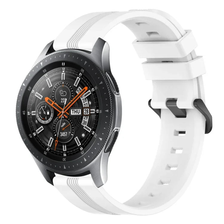 Bracelet de montre en silicone rayé concave de 22 mm, pour Samsung Galaxy Watch3 45 mm, pour Samsung Galaxy Watch 46 mm, pour Samsung Gear S3 Classic, pour Samsung Gear S3 Frontier
