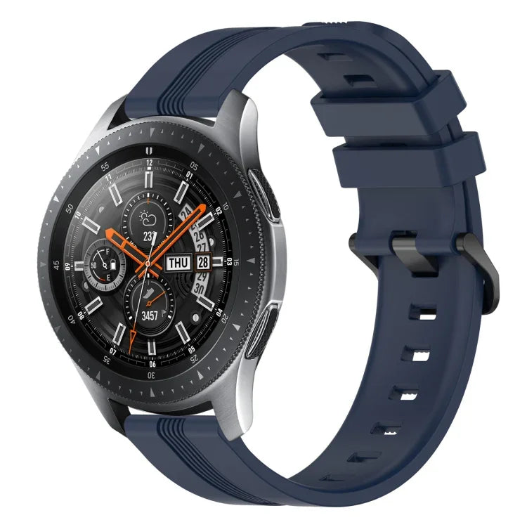 Bracelet de montre en silicone rayé concave de 22 mm, pour Samsung Galaxy Watch3 45 mm, pour Samsung Galaxy Watch 46 mm, pour Samsung Gear S3 Classic, pour Samsung Gear S3 Frontier