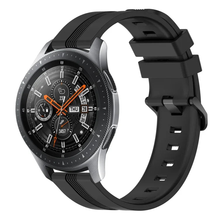 Bracelet de montre en silicone rayé concave de 22 mm, pour Samsung Galaxy Watch3 45 mm, pour Samsung Galaxy Watch 46 mm, pour Samsung Gear S3 Classic, pour Samsung Gear S3 Frontier