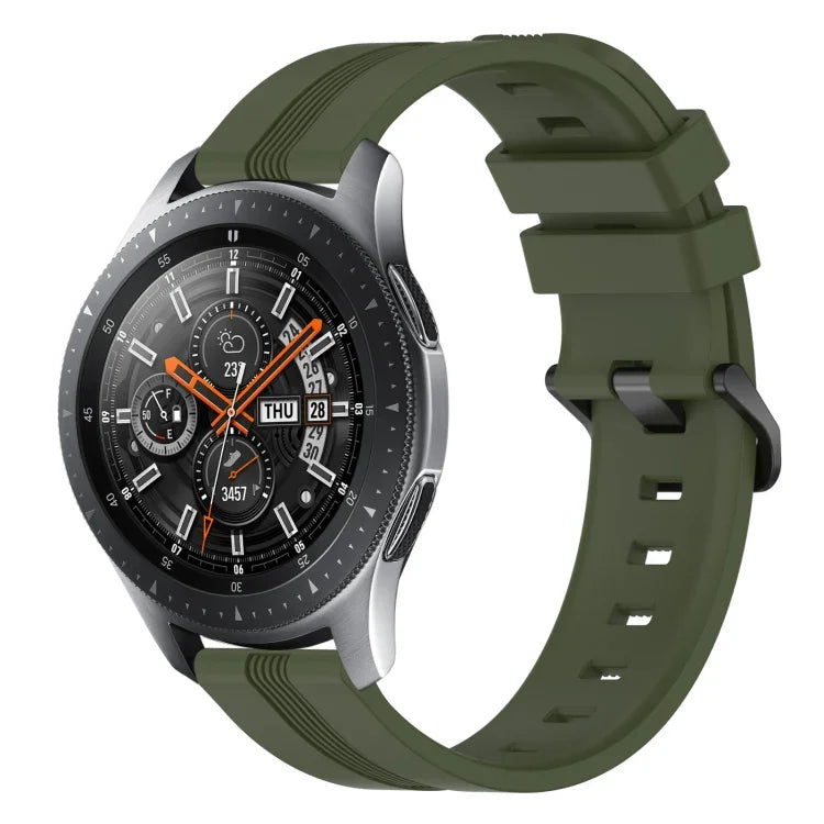 Bracelet de montre en silicone rayé concave de 22 mm, pour Samsung Galaxy Watch3 45 mm, pour Samsung Galaxy Watch 46 mm, pour Samsung Gear S3 Classic, pour Samsung Gear S3 Frontier