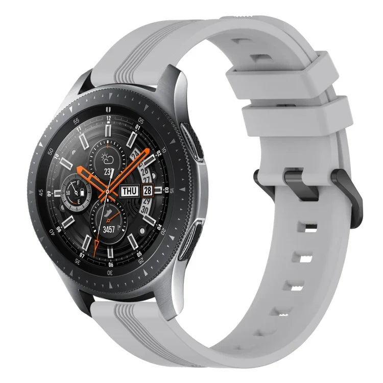 Bracelet de montre en silicone rayé concave de 22 mm, pour Samsung Galaxy Watch3 45 mm, pour Samsung Galaxy Watch 46 mm, pour Samsung Gear S3 Classic, pour Samsung Gear S3 Frontier