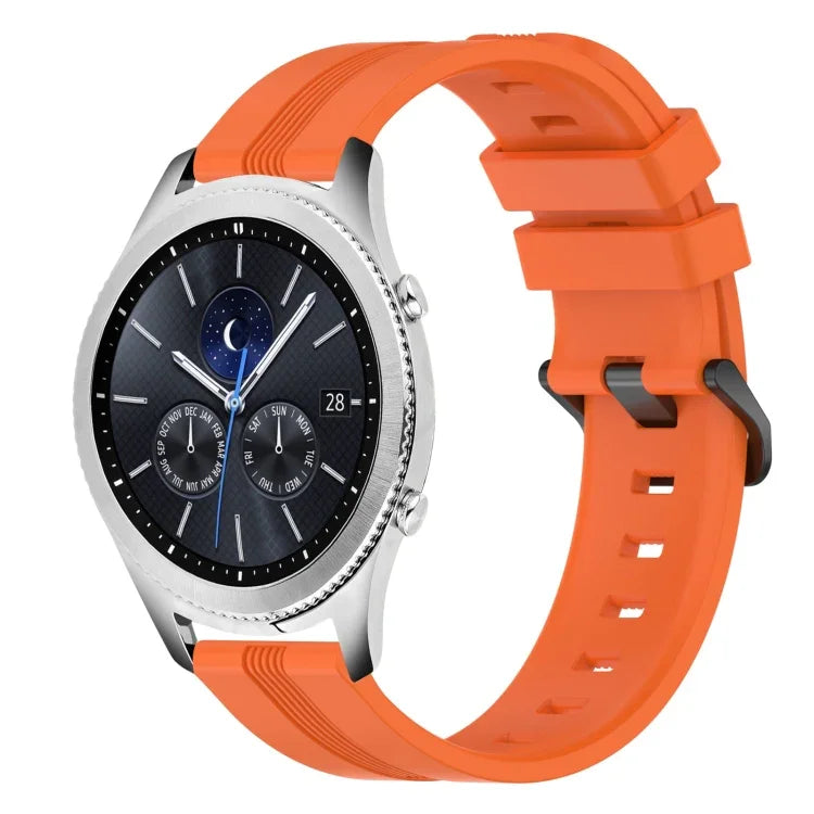 Bracelet de montre en silicone rayé concave de 22 mm, pour Samsung Galaxy Watch3 45 mm, pour Samsung Galaxy Watch 46 mm, pour Samsung Gear S3 Classic, pour Samsung Gear S3 Frontier