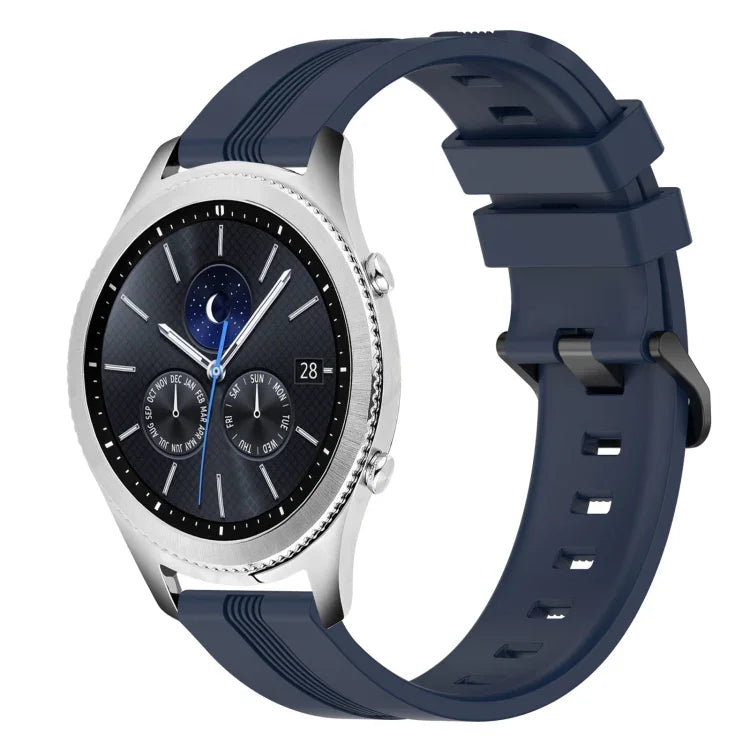 Bracelet de montre en silicone rayé concave de 22 mm, pour Samsung Galaxy Watch3 45 mm, pour Samsung Galaxy Watch 46 mm, pour Samsung Gear S3 Classic, pour Samsung Gear S3 Frontier