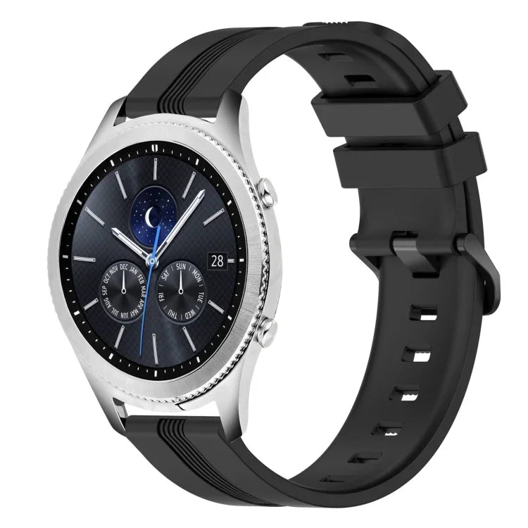 Bracelet de montre en silicone rayé concave de 22 mm, pour Samsung Galaxy Watch3 45 mm, pour Samsung Galaxy Watch 46 mm, pour Samsung Gear S3 Classic, pour Samsung Gear S3 Frontier