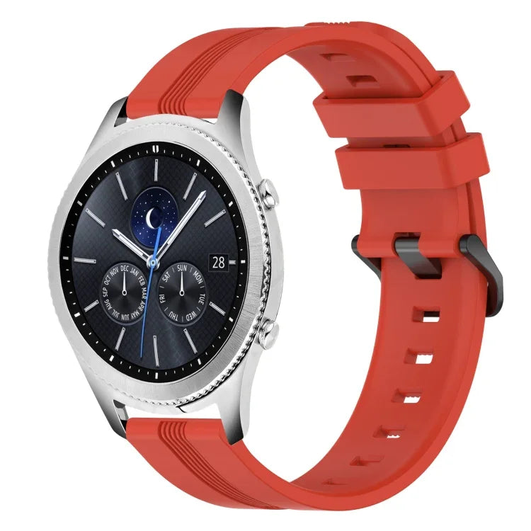 Bracelet de montre en silicone rayé concave de 22 mm, pour Samsung Galaxy Watch3 45 mm, pour Samsung Galaxy Watch 46 mm, pour Samsung Gear S3 Classic, pour Samsung Gear S3 Frontier
