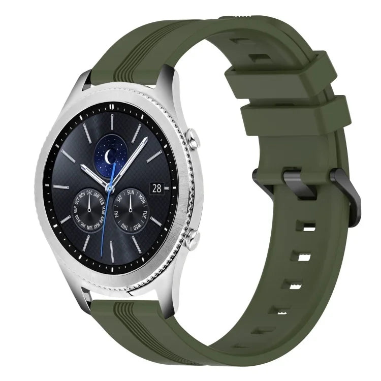 Bracelet de montre en silicone rayé concave de 22 mm, pour Samsung Galaxy Watch3 45 mm, pour Samsung Galaxy Watch 46 mm, pour Samsung Gear S3 Classic, pour Samsung Gear S3 Frontier
