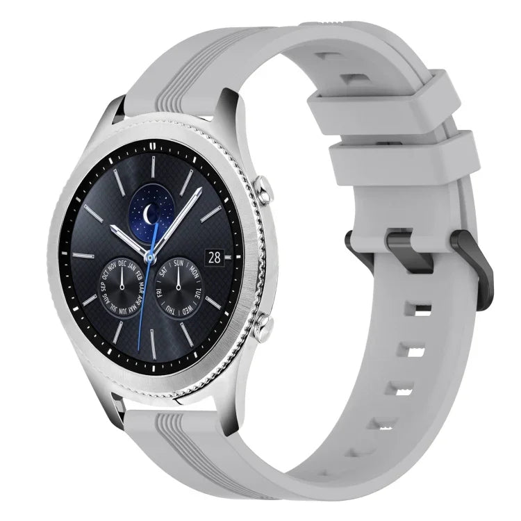 Bracelet de montre en silicone rayé concave de 22 mm, pour Samsung Galaxy Watch3 45 mm, pour Samsung Galaxy Watch 46 mm, pour Samsung Gear S3 Classic, pour Samsung Gear S3 Frontier