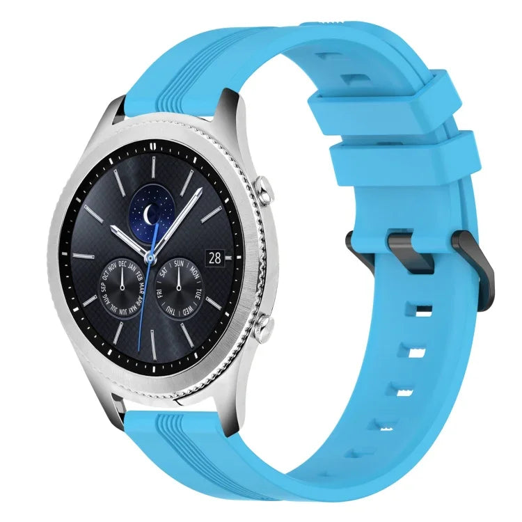 Bracelet de montre en silicone rayé concave de 22 mm, pour Samsung Galaxy Watch3 45 mm, pour Samsung Galaxy Watch 46 mm, pour Samsung Gear S3 Classic, pour Samsung Gear S3 Frontier
