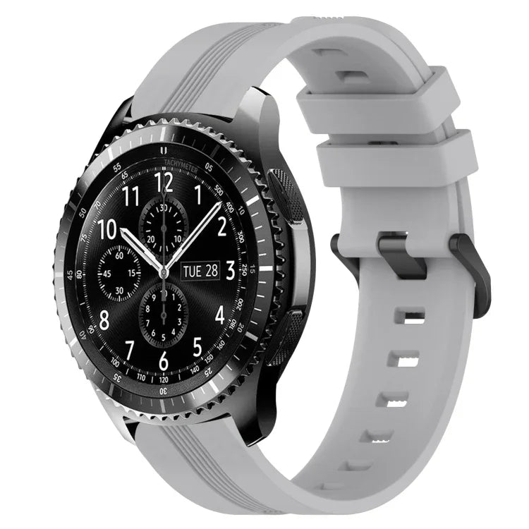 Bracelet de montre en silicone rayé concave de 22 mm, pour Samsung Galaxy Watch3 45 mm, pour Samsung Galaxy Watch 46 mm, pour Samsung Gear S3 Classic, pour Samsung Gear S3 Frontier