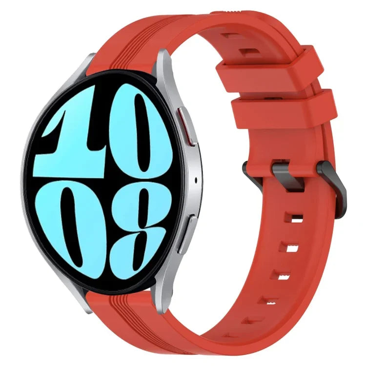 Bracelet de montre en silicone à rayures concaves de 20 mm, pour Samsung Galaxy Watch 6 40 mm, pour Samsung Galaxy Watch 6 Classic 43 mm