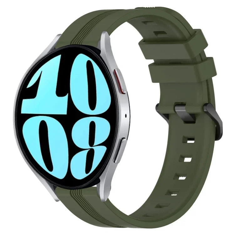 Bracelet de montre en silicone à rayures concaves de 20 mm, pour Samsung Galaxy Watch 6 40 mm, pour Samsung Galaxy Watch 6 Classic 43 mm