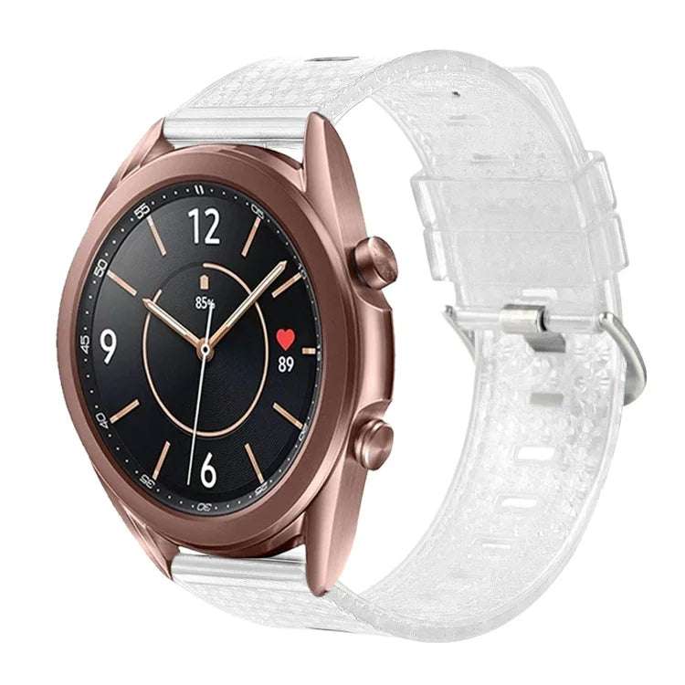 Bracelet de montre en TPU transparent brillant à motif diamant de 20 mm