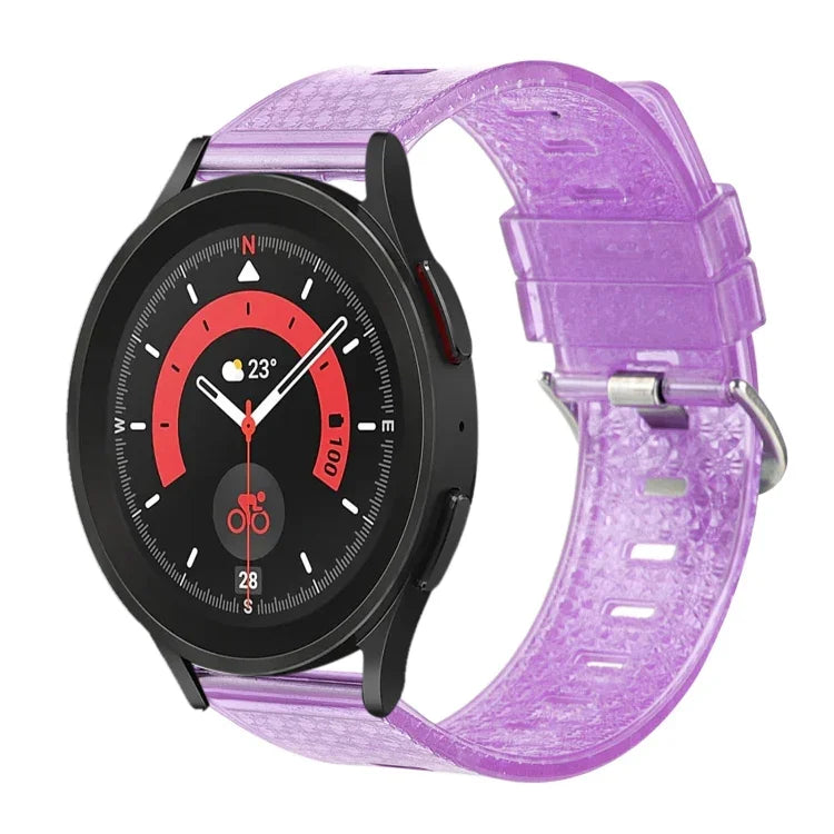 Bracelet de montre en TPU transparent brillant à motif diamant de 20 mm