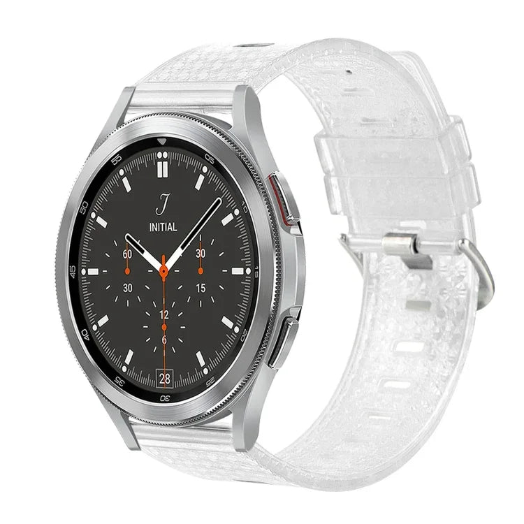 Bracelet de montre en TPU transparent brillant à motif diamant de 20 mm