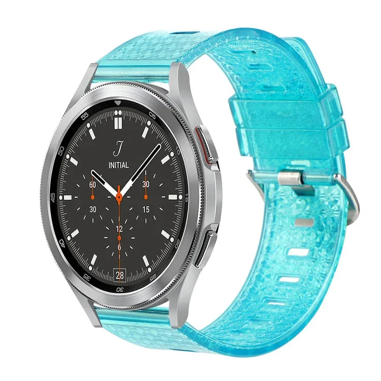 Bracelet de montre en TPU transparent brillant à motif diamant de 20 mm