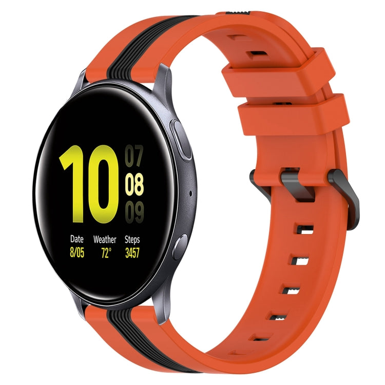 Bracelet de montre en silicone bicolore vertical 20 mm, Pour Samsung Galaxy Watch Active2 40mm, Pour Samsung Galaxy Watch Active2 44mm, Pour Samsung Galaxy Watch 42mm, Pour Samsung Galaxy Watch 6 44mm