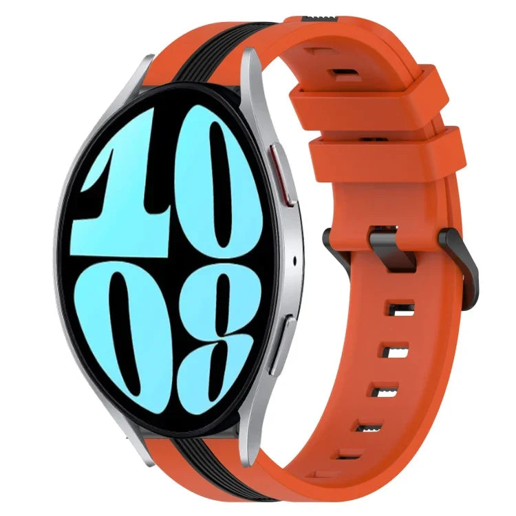 Bracelet de montre en silicone bicolore vertical de 20 mm, pour Samsung Galaxy Watch 6 40 mm, pour Samsung Galaxy Watch 6 Classic 43 mm