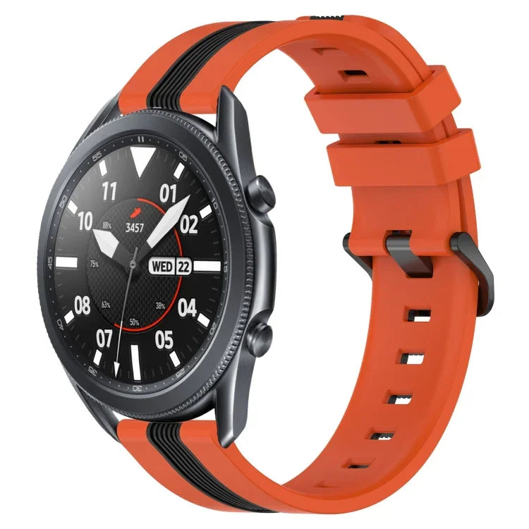 Bracelet de montre en silicone bicolore vertical 22 mm, pour Samsung Galaxy Watch3 45 mm, pour Samsung Galaxy Watch 46 mm, pour Samsung Gear S3 Classic, pour Samsung Gear S3 Frontier