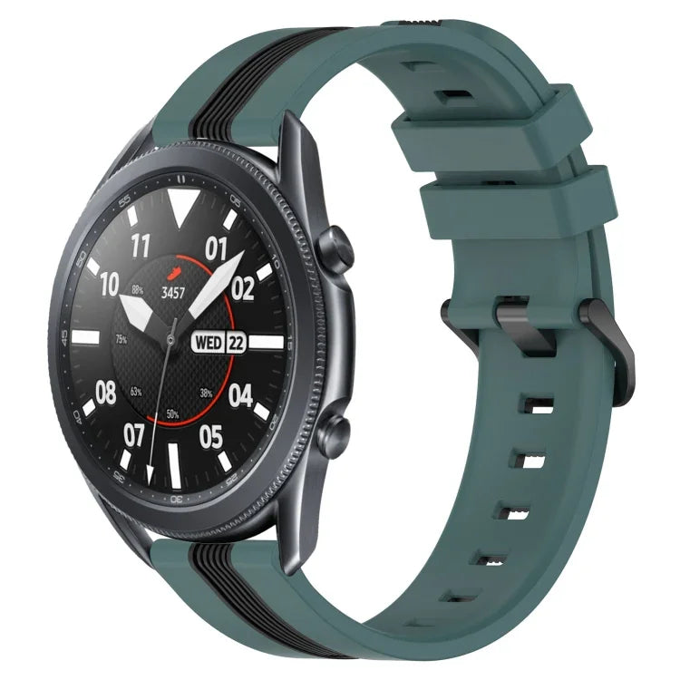 Bracelet de montre en silicone bicolore vertical 22 mm, pour Samsung Galaxy Watch3 45 mm, pour Samsung Galaxy Watch 46 mm, pour Samsung Gear S3 Classic, pour Samsung Gear S3 Frontier