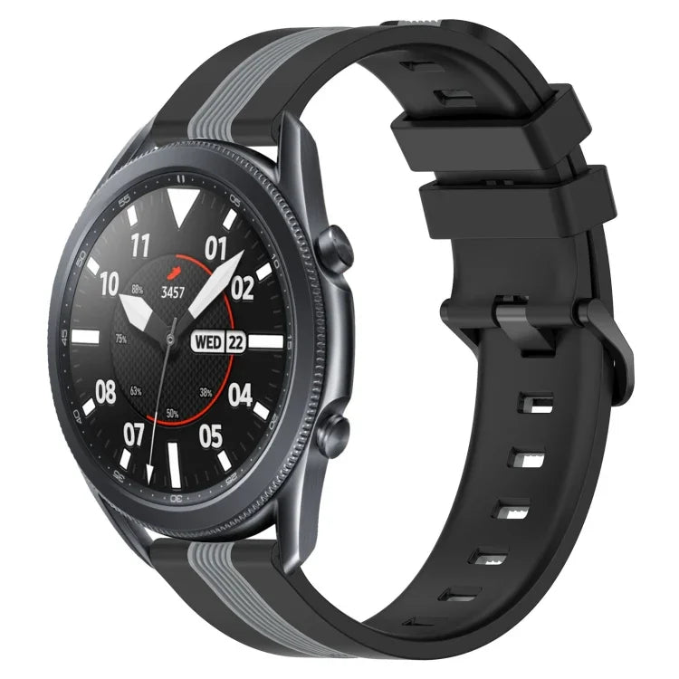 Bracelet de montre en silicone bicolore vertical 22 mm, pour Samsung Galaxy Watch3 45 mm, pour Samsung Galaxy Watch 46 mm, pour Samsung Gear S3 Classic, pour Samsung Gear S3 Frontier