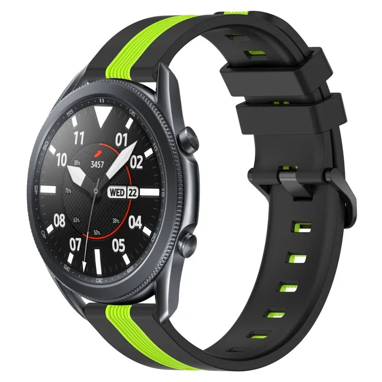 Bracelet de montre en silicone bicolore vertical 22 mm, pour Samsung Galaxy Watch3 45 mm, pour Samsung Galaxy Watch 46 mm, pour Samsung Gear S3 Classic, pour Samsung Gear S3 Frontier