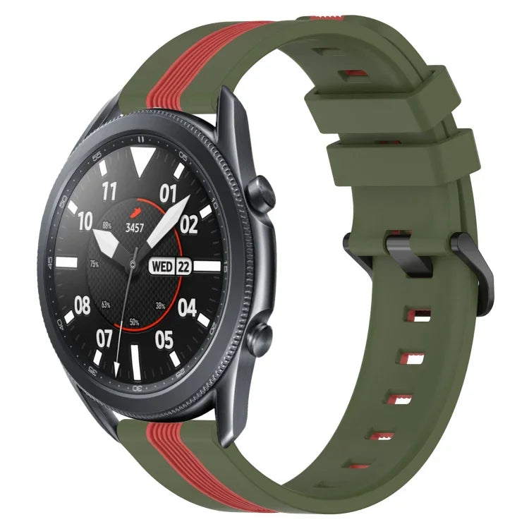 Bracelet de montre en silicone bicolore vertical 22 mm, pour Samsung Galaxy Watch3 45 mm, pour Samsung Galaxy Watch 46 mm, pour Samsung Gear S3 Classic, pour Samsung Gear S3 Frontier