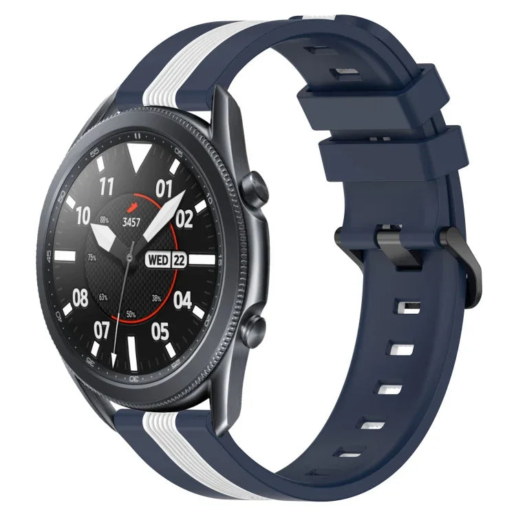 Bracelet de montre en silicone bicolore vertical 22 mm, pour Samsung Galaxy Watch3 45 mm, pour Samsung Galaxy Watch 46 mm, pour Samsung Gear S3 Classic, pour Samsung Gear S3 Frontier
