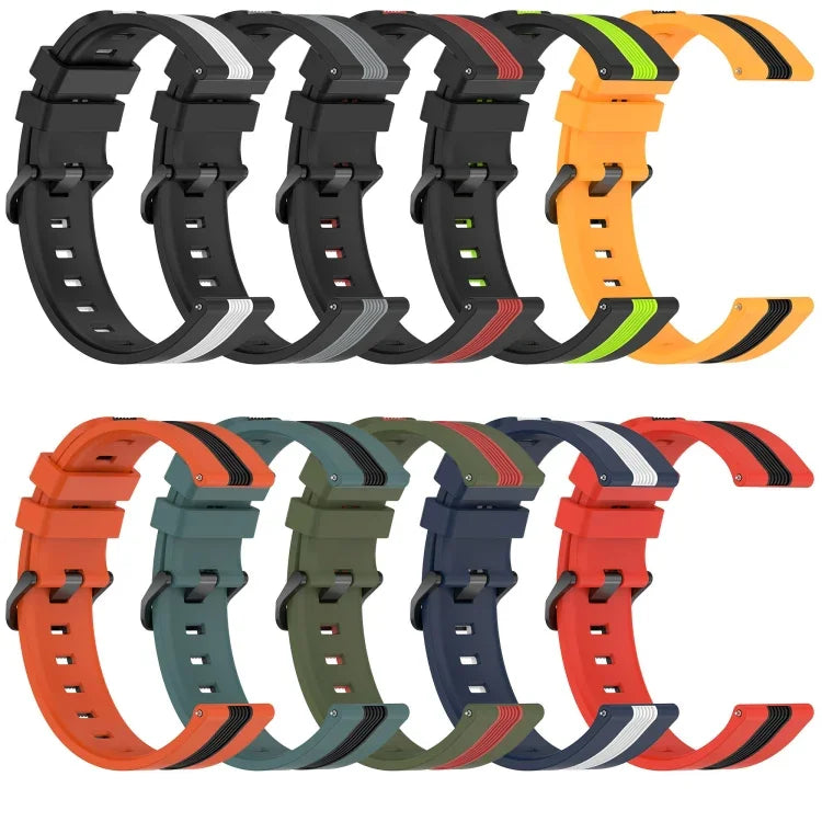 Bracelet de montre en silicone bicolore vertical 22 mm, pour Samsung Galaxy Watch3 45 mm, pour Samsung Galaxy Watch 46 mm, pour Samsung Gear S3 Classic, pour Samsung Gear S3 Frontier