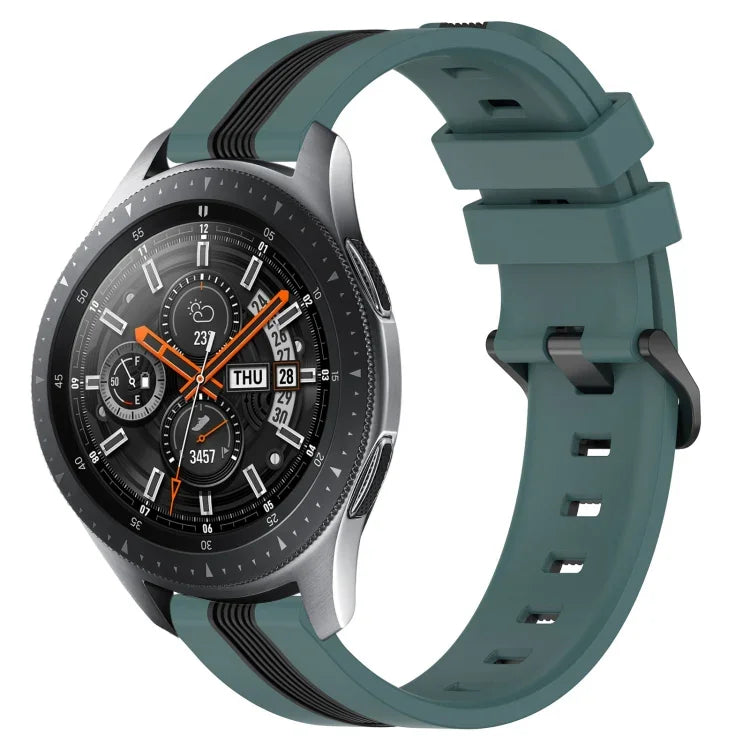 Bracelet de montre en silicone bicolore vertical 22 mm, pour Samsung Galaxy Watch3 45 mm, pour Samsung Galaxy Watch 46 mm, pour Samsung Gear S3 Classic, pour Samsung Gear S3 Frontier