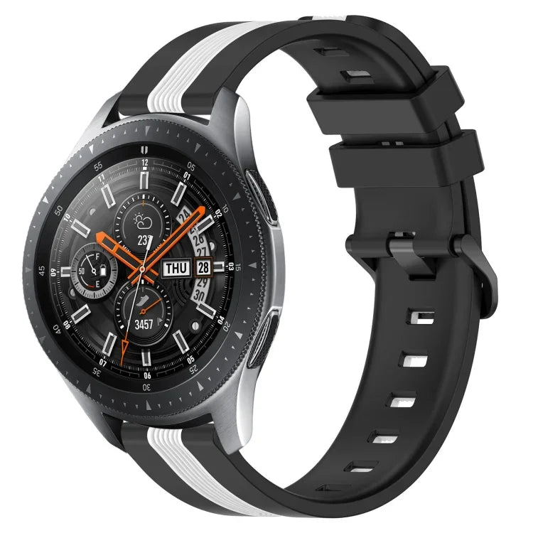 Bracelet de montre en silicone bicolore vertical 22 mm, pour Samsung Galaxy Watch3 45 mm, pour Samsung Galaxy Watch 46 mm, pour Samsung Gear S3 Classic, pour Samsung Gear S3 Frontier