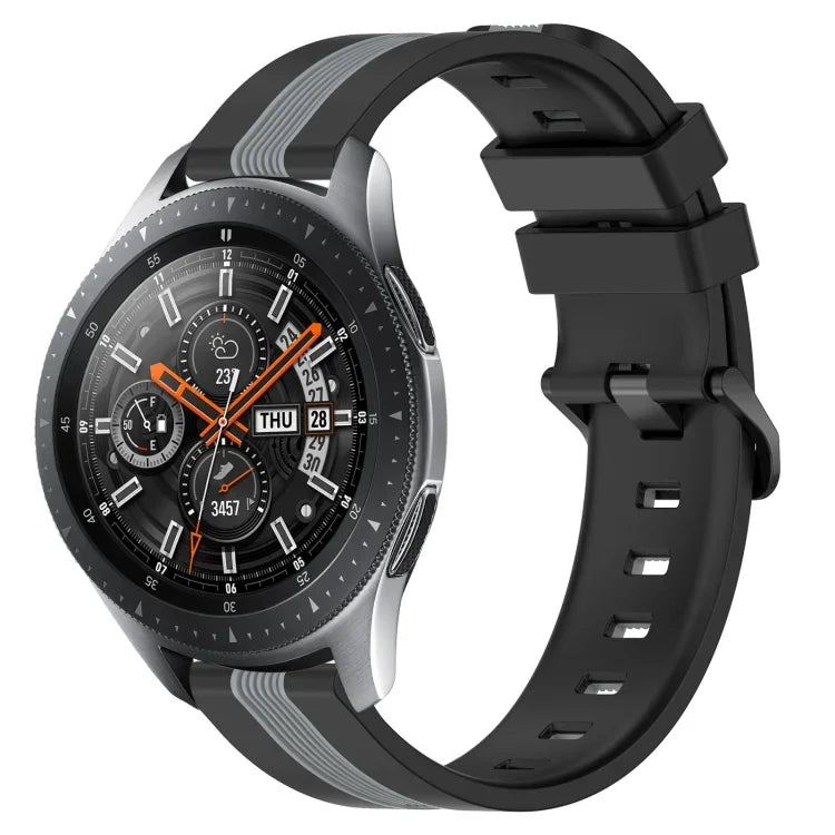 Bracelet de montre en silicone bicolore vertical 22 mm, pour Samsung Galaxy Watch3 45 mm, pour Samsung Galaxy Watch 46 mm, pour Samsung Gear S3 Classic, pour Samsung Gear S3 Frontier