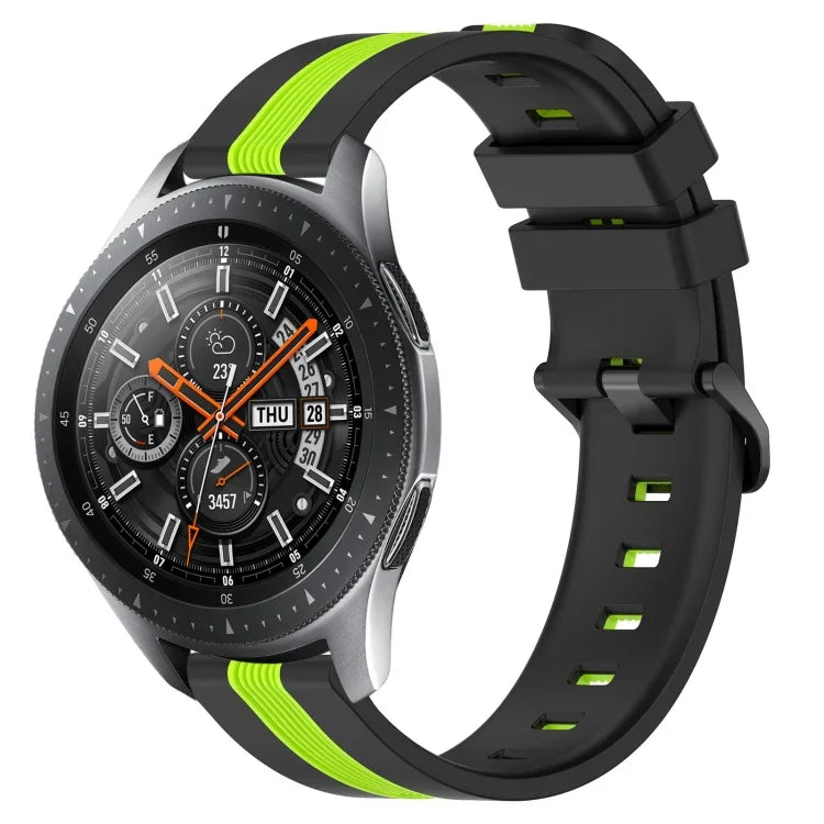 Bracelet de montre en silicone bicolore vertical 22 mm, pour Samsung Galaxy Watch3 45 mm, pour Samsung Galaxy Watch 46 mm, pour Samsung Gear S3 Classic, pour Samsung Gear S3 Frontier