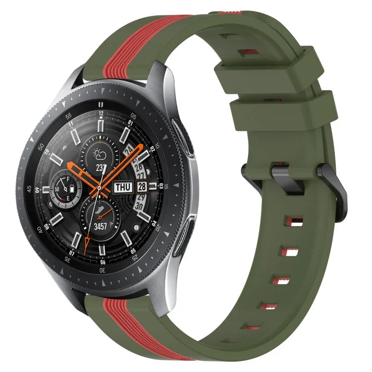 Bracelet de montre en silicone bicolore vertical 22 mm, pour Samsung Galaxy Watch3 45 mm, pour Samsung Galaxy Watch 46 mm, pour Samsung Gear S3 Classic, pour Samsung Gear S3 Frontier