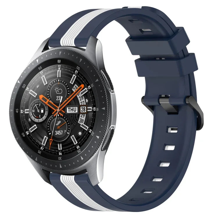 Bracelet de montre en silicone bicolore vertical 22 mm, pour Samsung Galaxy Watch3 45 mm, pour Samsung Galaxy Watch 46 mm, pour Samsung Gear S3 Classic, pour Samsung Gear S3 Frontier