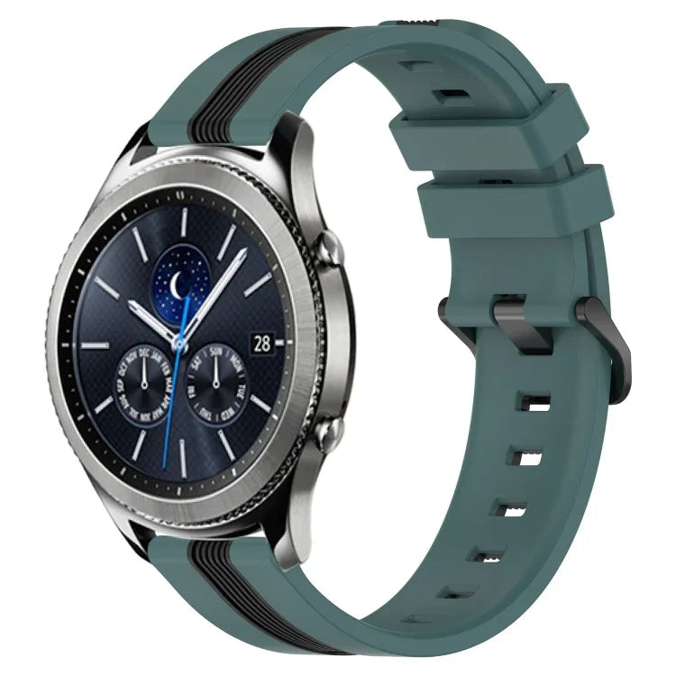 Bracelet de montre en silicone bicolore vertical 22 mm, pour Samsung Galaxy Watch3 45 mm, pour Samsung Galaxy Watch 46 mm, pour Samsung Gear S3 Classic, pour Samsung Gear S3 Frontier