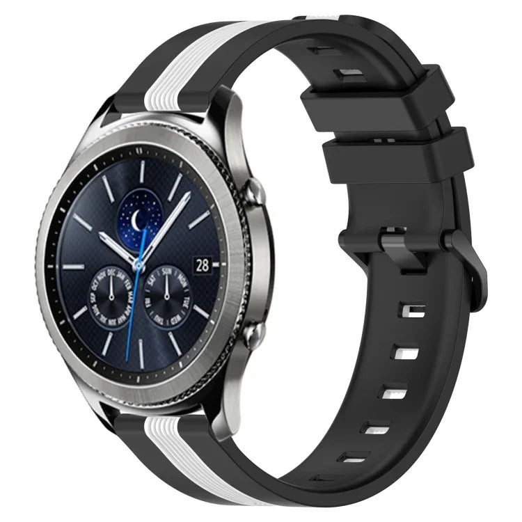 Bracelet de montre en silicone bicolore vertical 22 mm, pour Samsung Galaxy Watch3 45 mm, pour Samsung Galaxy Watch 46 mm, pour Samsung Gear S3 Classic, pour Samsung Gear S3 Frontier