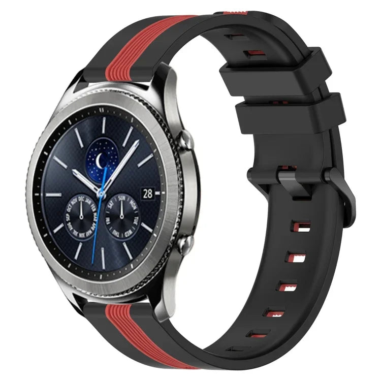 Bracelet de montre en silicone bicolore vertical 22 mm, pour Samsung Galaxy Watch3 45 mm, pour Samsung Galaxy Watch 46 mm, pour Samsung Gear S3 Classic, pour Samsung Gear S3 Frontier