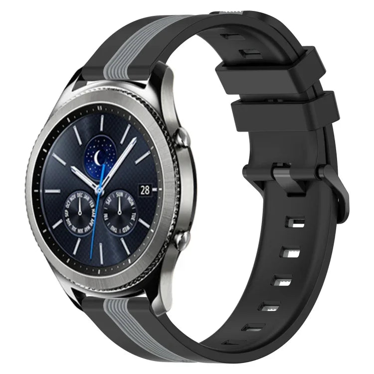 Bracelet de montre en silicone bicolore vertical 22 mm, pour Samsung Galaxy Watch3 45 mm, pour Samsung Galaxy Watch 46 mm, pour Samsung Gear S3 Classic, pour Samsung Gear S3 Frontier