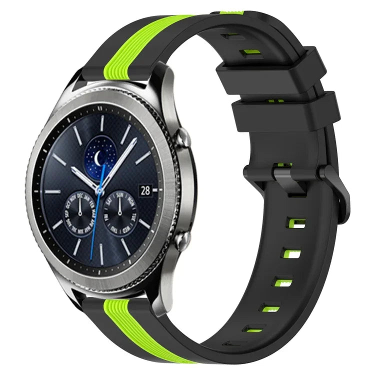 Bracelet de montre en silicone bicolore vertical 22 mm, pour Samsung Galaxy Watch3 45 mm, pour Samsung Galaxy Watch 46 mm, pour Samsung Gear S3 Classic, pour Samsung Gear S3 Frontier