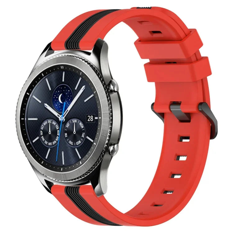 Bracelet de montre en silicone bicolore vertical 22 mm, pour Samsung Galaxy Watch3 45 mm, pour Samsung Galaxy Watch 46 mm, pour Samsung Gear S3 Classic, pour Samsung Gear S3 Frontier