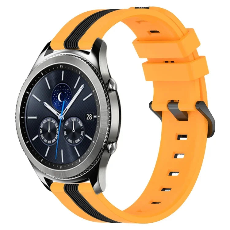 Bracelet de montre en silicone bicolore vertical 22 mm, pour Samsung Galaxy Watch3 45 mm, pour Samsung Galaxy Watch 46 mm, pour Samsung Gear S3 Classic, pour Samsung Gear S3 Frontier
