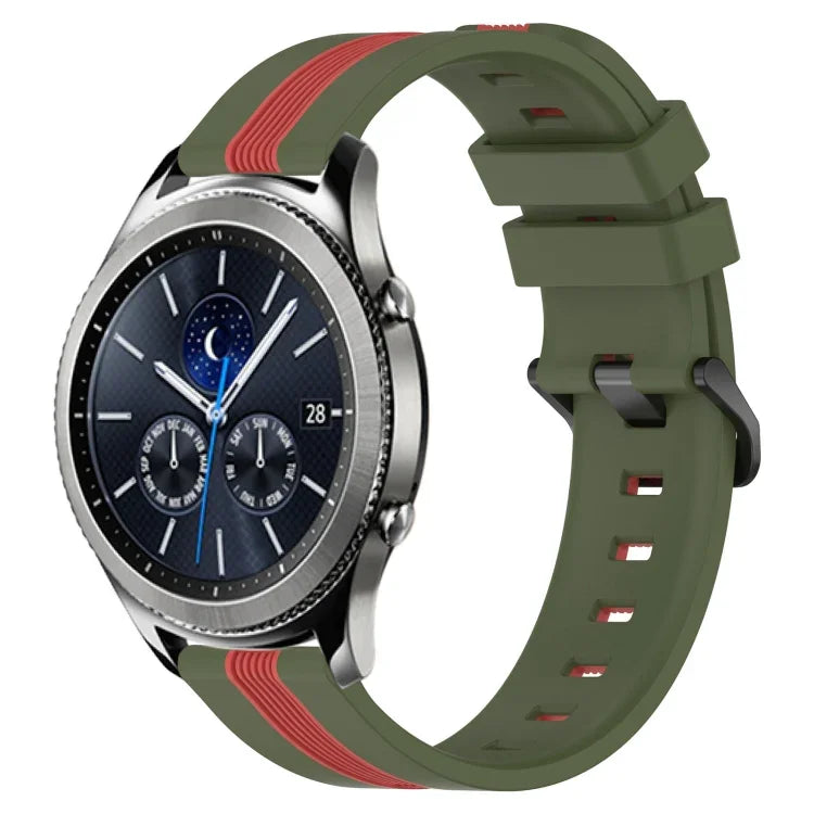 Bracelet de montre en silicone bicolore vertical 22 mm, pour Samsung Galaxy Watch3 45 mm, pour Samsung Galaxy Watch 46 mm, pour Samsung Gear S3 Classic, pour Samsung Gear S3 Frontier