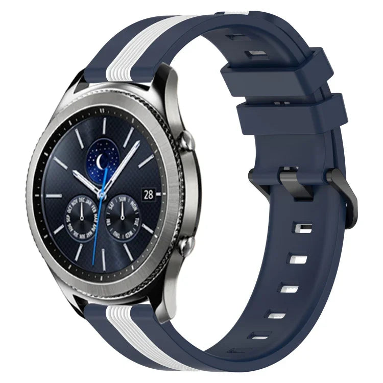 Bracelet de montre en silicone bicolore vertical 22 mm, pour Samsung Galaxy Watch3 45 mm, pour Samsung Galaxy Watch 46 mm, pour Samsung Gear S3 Classic, pour Samsung Gear S3 Frontier