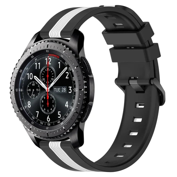 Bracelet de montre en silicone bicolore vertical 22 mm, pour Samsung Galaxy Watch3 45 mm, pour Samsung Galaxy Watch 46 mm, pour Samsung Gear S3 Classic, pour Samsung Gear S3 Frontier