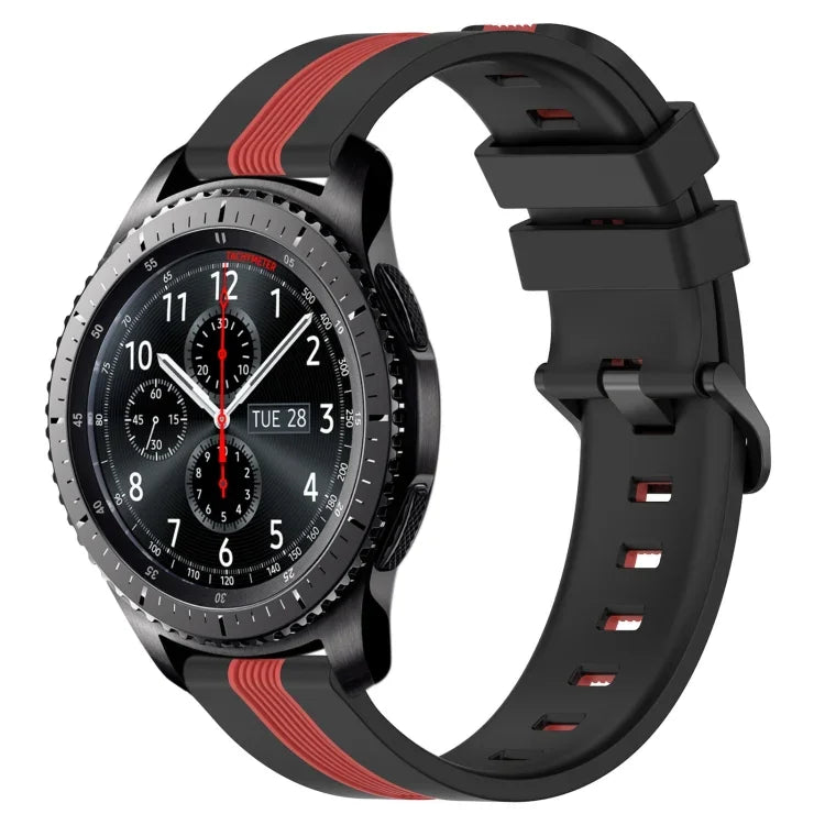 Bracelet de montre en silicone bicolore vertical 22 mm, pour Samsung Galaxy Watch3 45 mm, pour Samsung Galaxy Watch 46 mm, pour Samsung Gear S3 Classic, pour Samsung Gear S3 Frontier