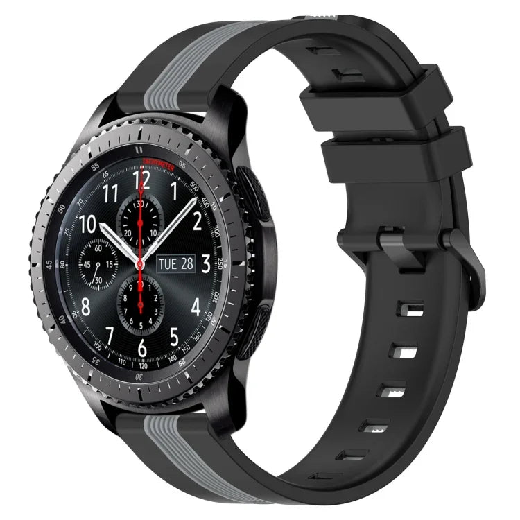 Bracelet de montre en silicone bicolore vertical 22 mm, pour Samsung Galaxy Watch3 45 mm, pour Samsung Galaxy Watch 46 mm, pour Samsung Gear S3 Classic, pour Samsung Gear S3 Frontier