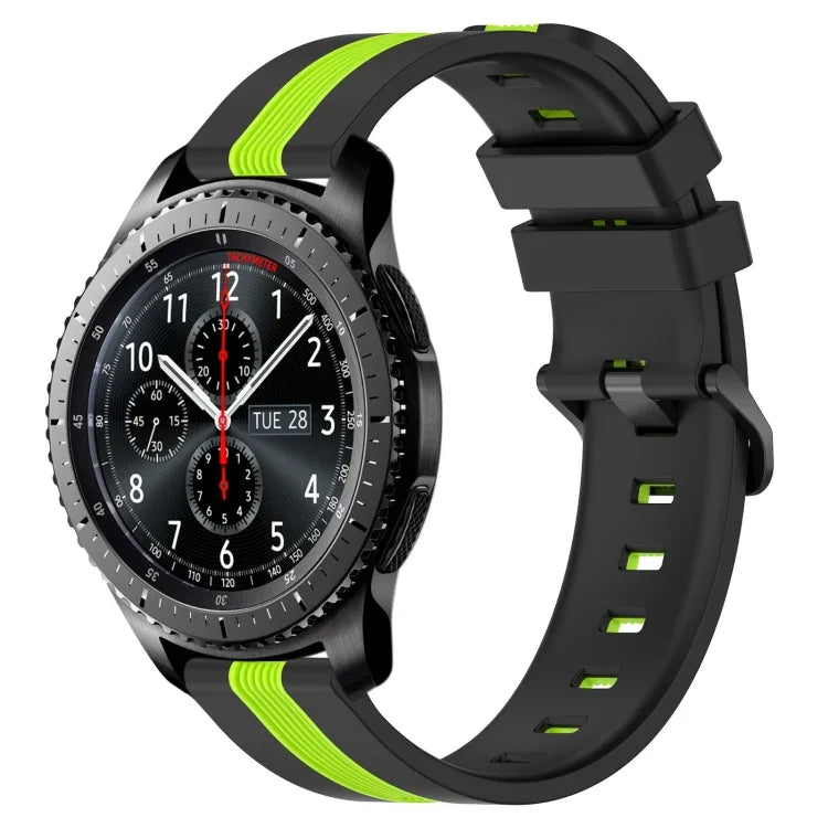 Bracelet de montre en silicone bicolore vertical 22 mm, pour Samsung Galaxy Watch3 45 mm, pour Samsung Galaxy Watch 46 mm, pour Samsung Gear S3 Classic, pour Samsung Gear S3 Frontier